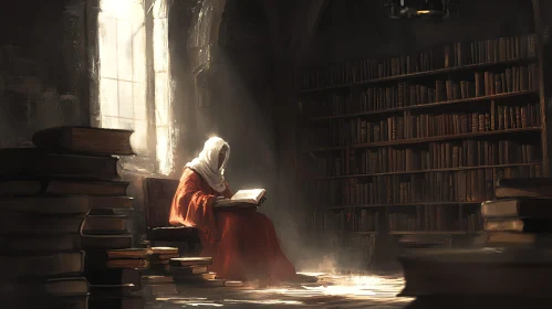 Library Scene with Reader
