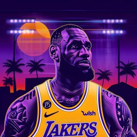 Illustration of LeBron James at Sunset