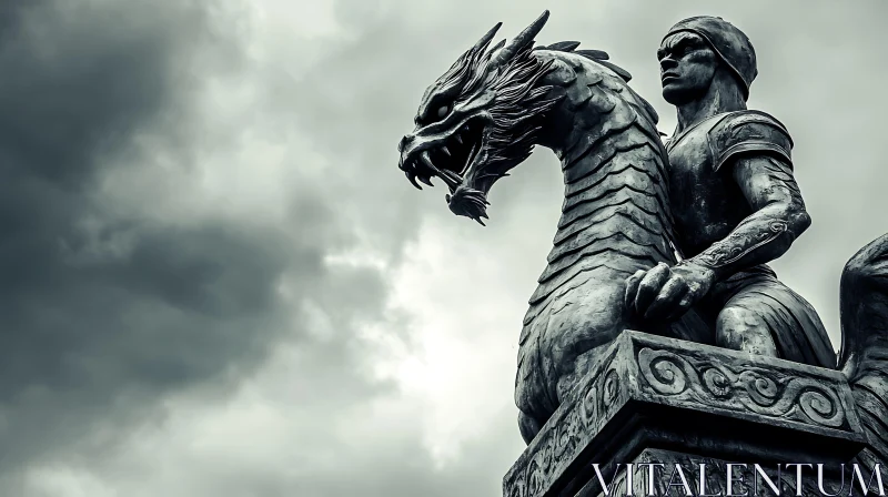 Warrior on Dragon Sculpture