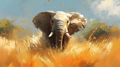 Artistic Elephant Savanna Scene