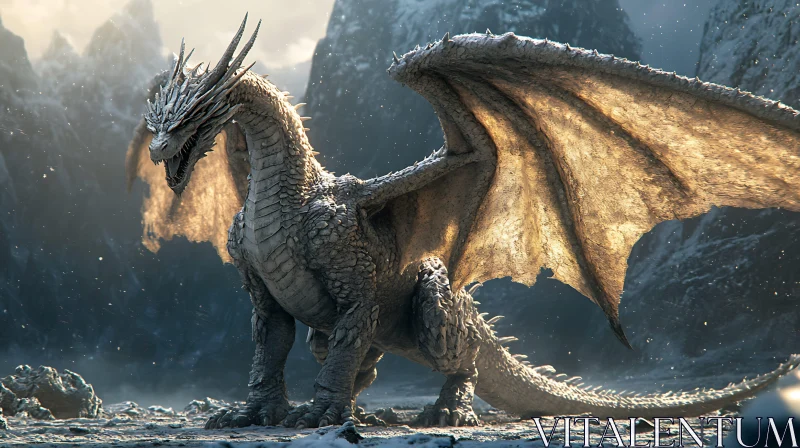 Dragon in Winter Landscape