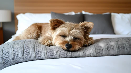 Serene Dog Sleeping on a Bed