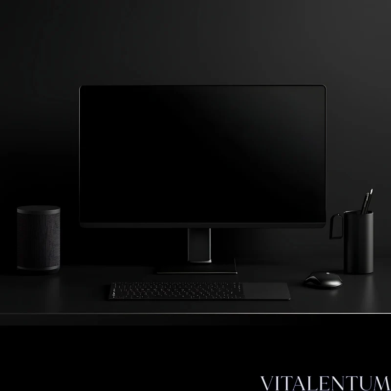 Sleek Black Computer Desk Setup