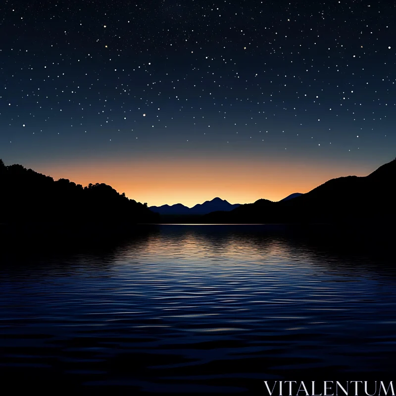 Starlit Lake at Sunset