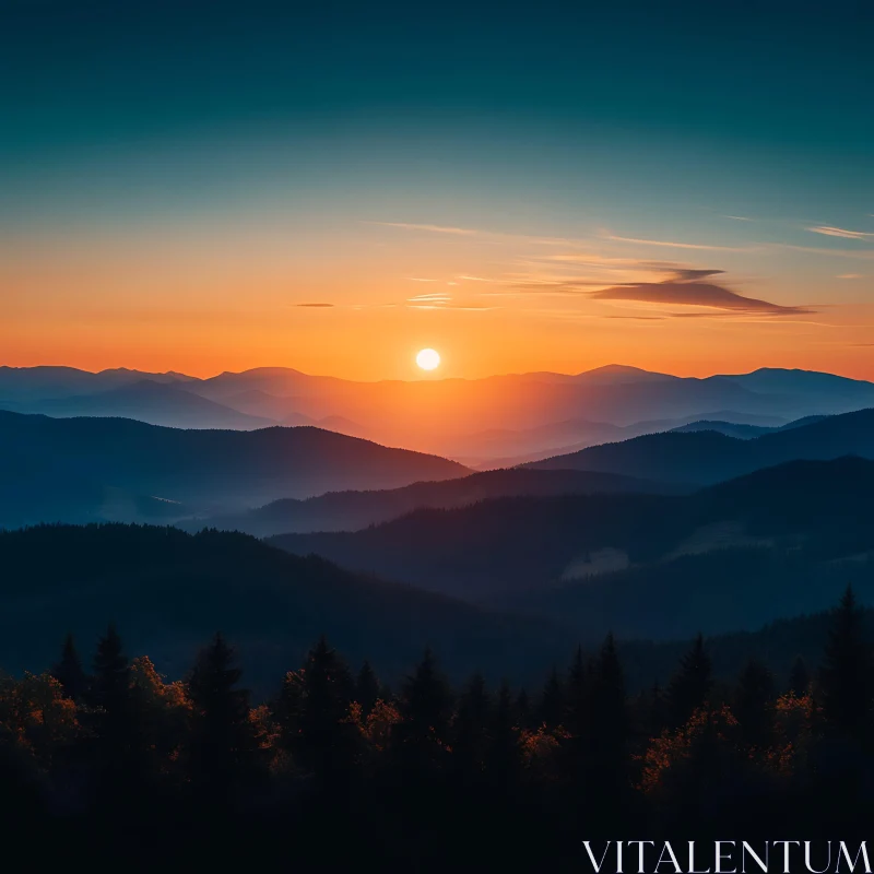 Sunset Over Mountain Peaks