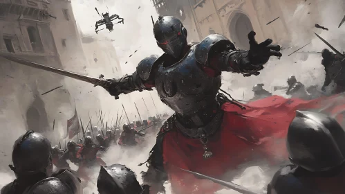 Medieval Warfare Illustration with Knights