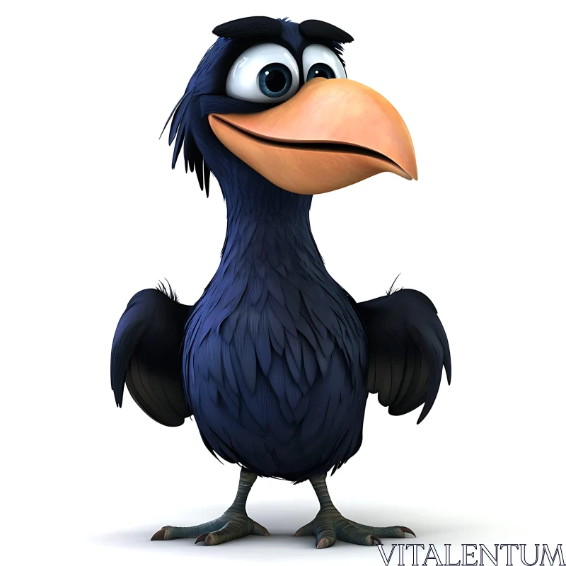 Cartoon Bird with Big Eyes