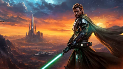 Sci-Fi Warrior with Lightsaber Portrait