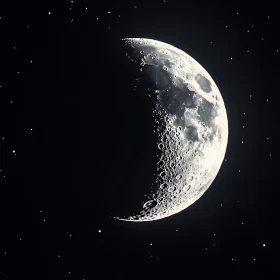 Lunar Crescent in Starry Expanse