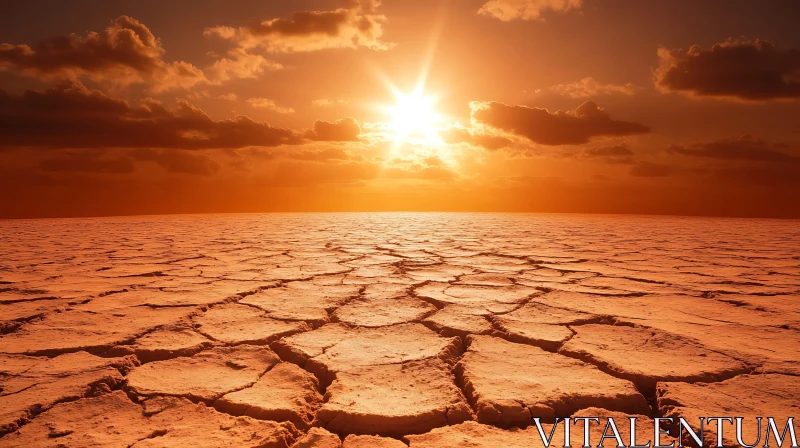 Desert Sunset: A Tapestry of Cracked Earth