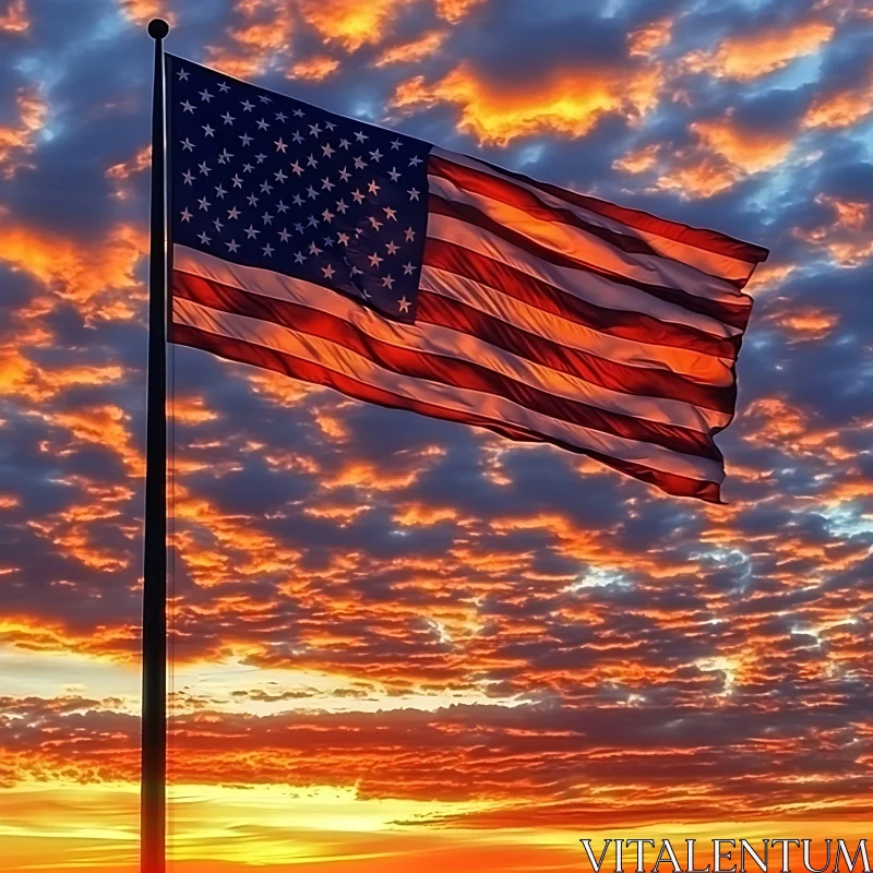 Flag and Sunset