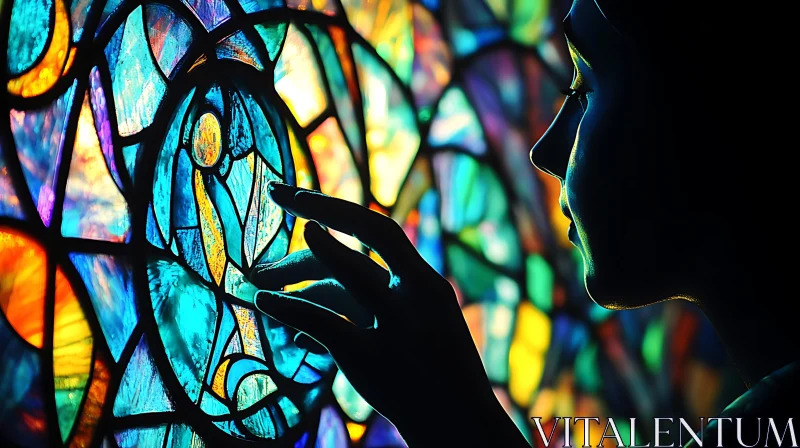 Colorful Stained Glass and Silhouette