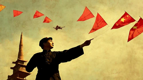 Nostalgic Kite Flying Scene