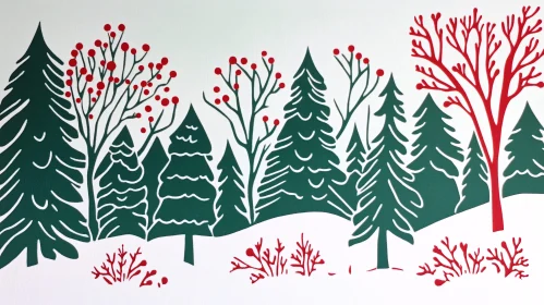 Evergreen Forest in Winter