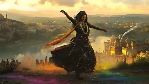 Joyful Dance Overlooking the City