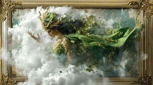 Green Goddess Emerges from Clouds