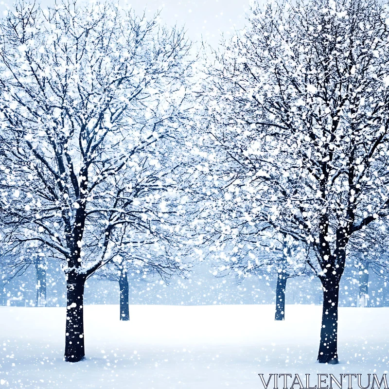 Snowy Trees in Winter Landscape