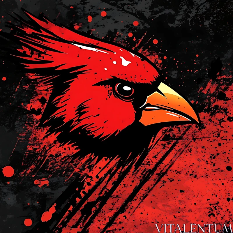 Red Bird Abstract Art