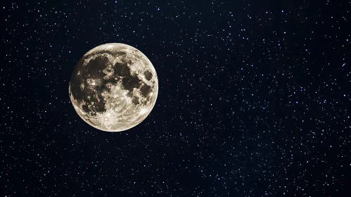 Lunar Brilliance in Star-Studded Sky