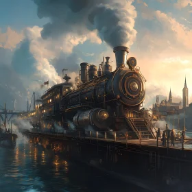 Classic Locomotive Urban Scene