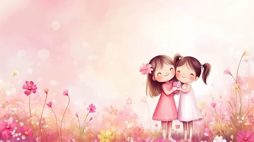 Girls Friendship in Pastel Colors