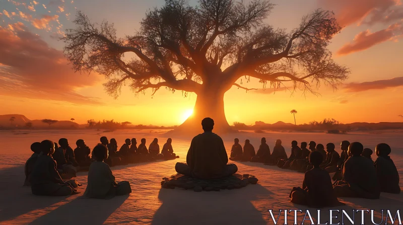 Group Meditation at Sunset