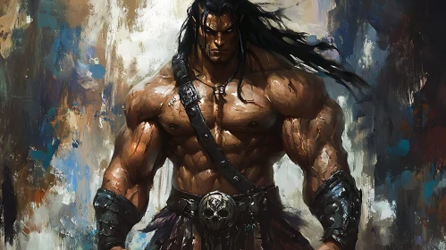 Muscular Warrior Portrait Art