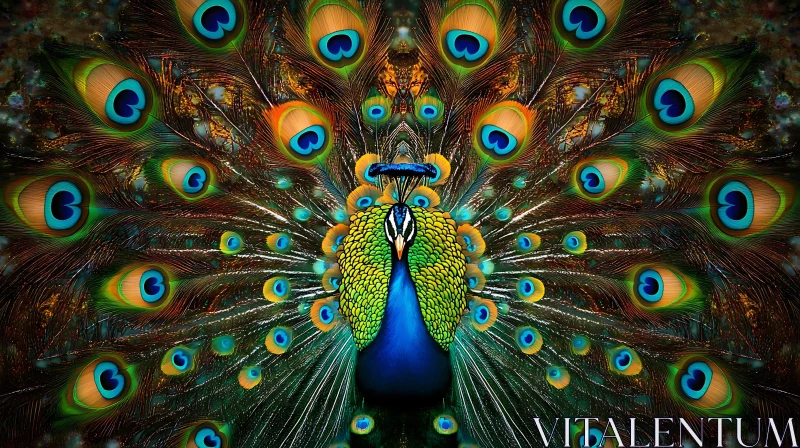 Peacock's Colorful Feather Fan