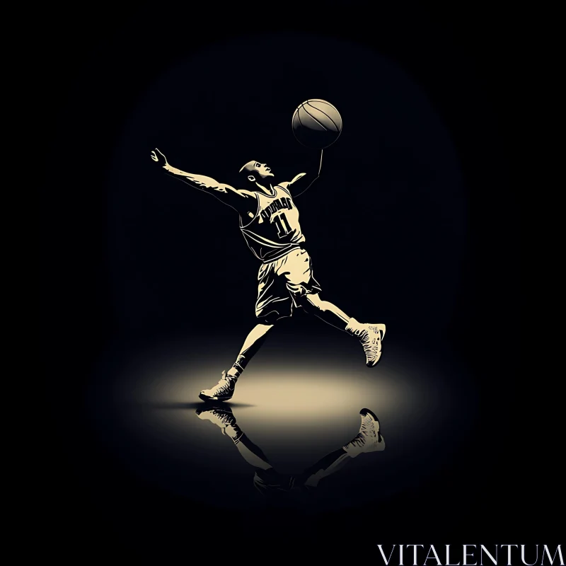 Athlete Jumping with Ball AI Image