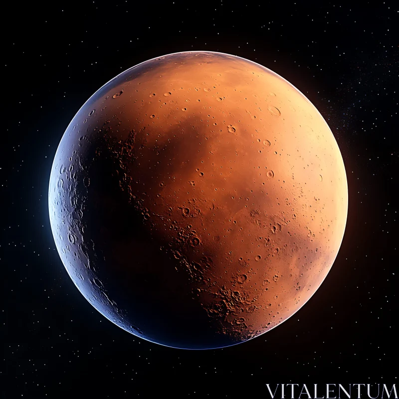 The Red Planet Floating in Space