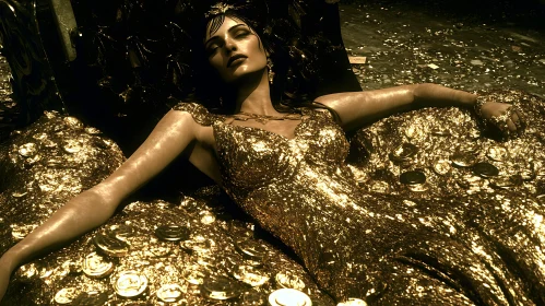 Wealthy Woman in Golden Gown