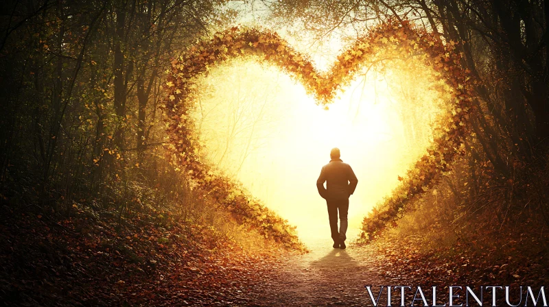 Solitary Walk Through Heart-Shaped Forest