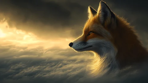 Illuminated Fox in Clouds