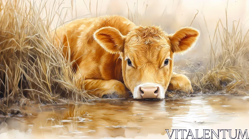 Tranquil Cow in a Rural Landscape