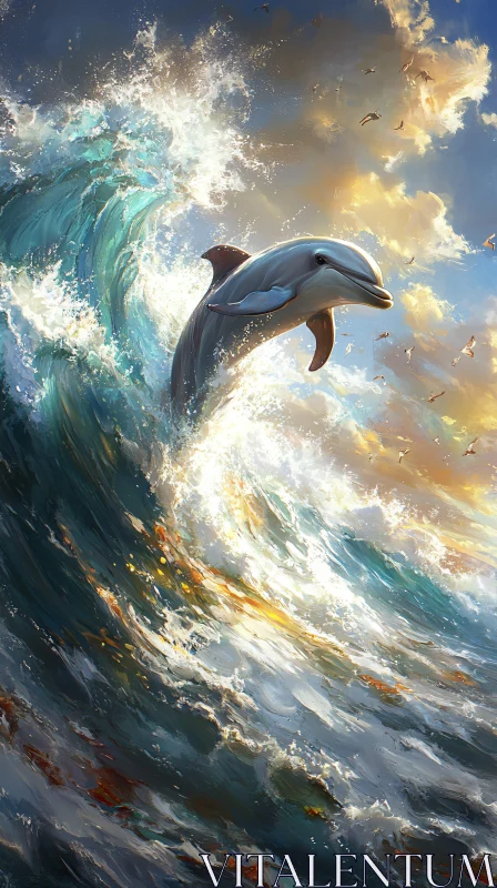 Graceful Dolphin in Sea