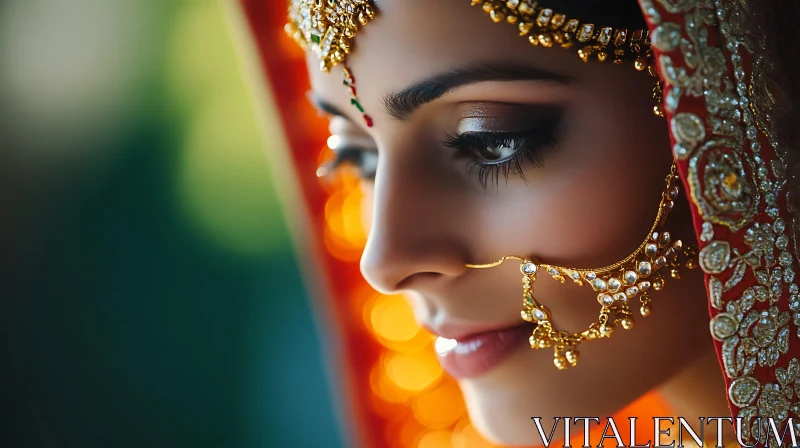 Portrait of Woman with Gold Jewelry