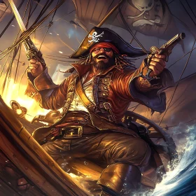 Triumphant Pirate on the High Seas