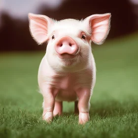 Piglet on Grass Field | Cute Farm Animal
