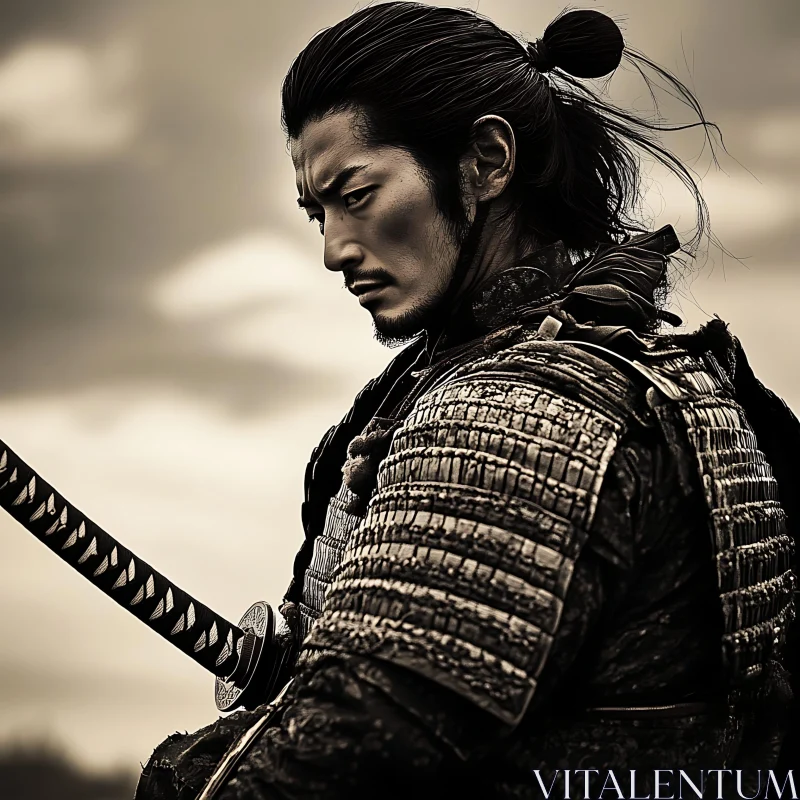 Monochrome Samurai Portrait