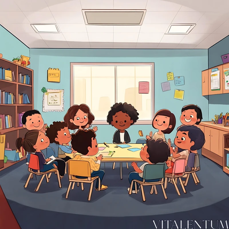 Children's Classroom Activity Illustration