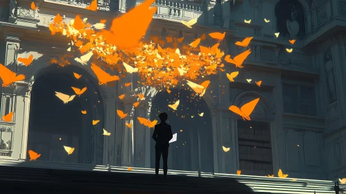 Man and Butterflies