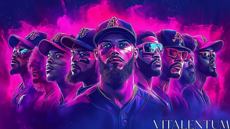 Neon Baseball Team Illustration