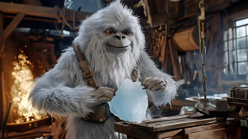 Snow Creature with Ice Block