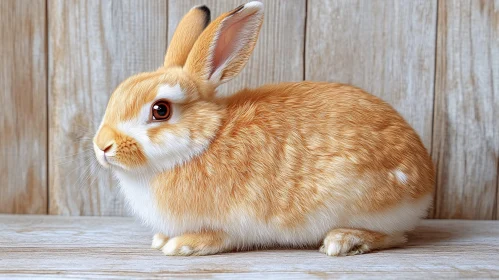 Charming Rabbit Portrait on Rustic Wood