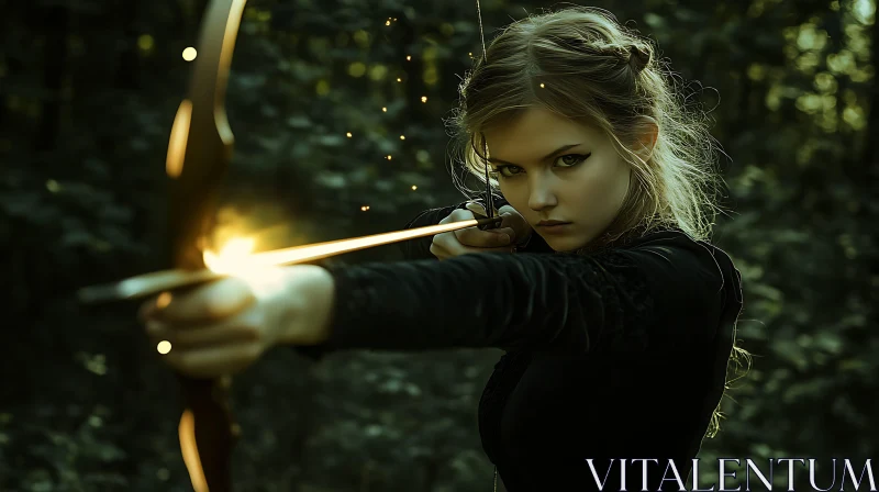 Woman Archer in Forest