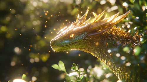 Enchanted Dragon Portrait in Forest