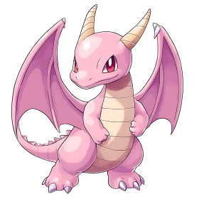 Whimsical Pink Dragon Illustration