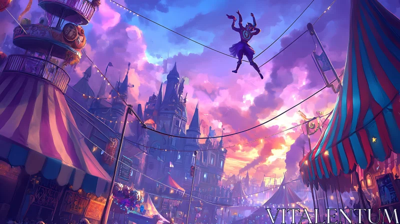 Fantasy Circus Performer on High Wire