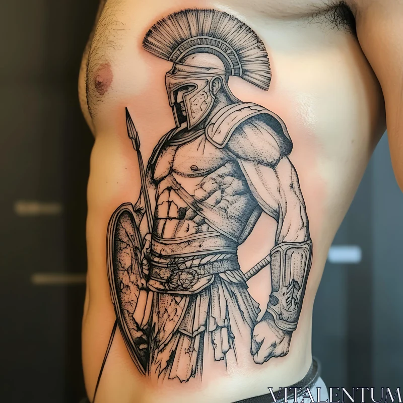 Ancient Warrior Tattoo Black Ink