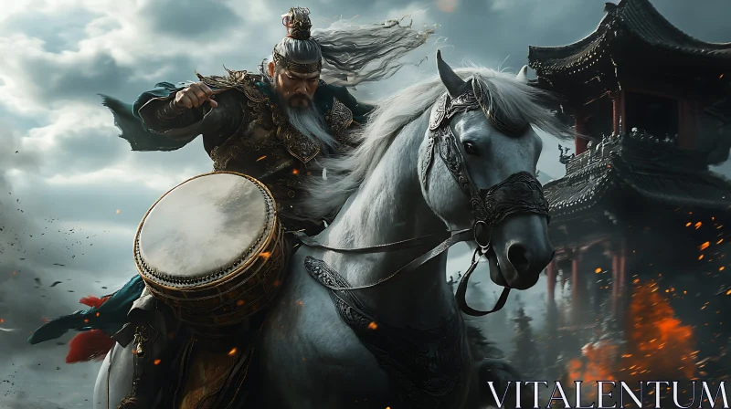 Warrior Drummer on White Horse